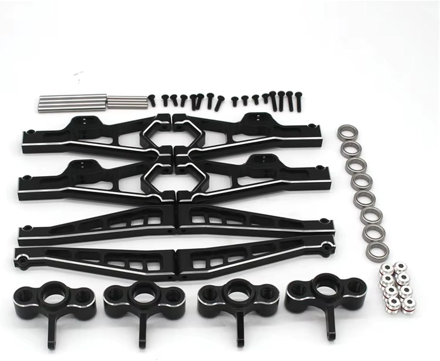 RC Spare Part Compatible with JLB 11101 21101 J3 1/10 Remote Control Metal PO Fittings Upper and Lower for Swing Arm Steering Cups 3 Piece Set(Black)