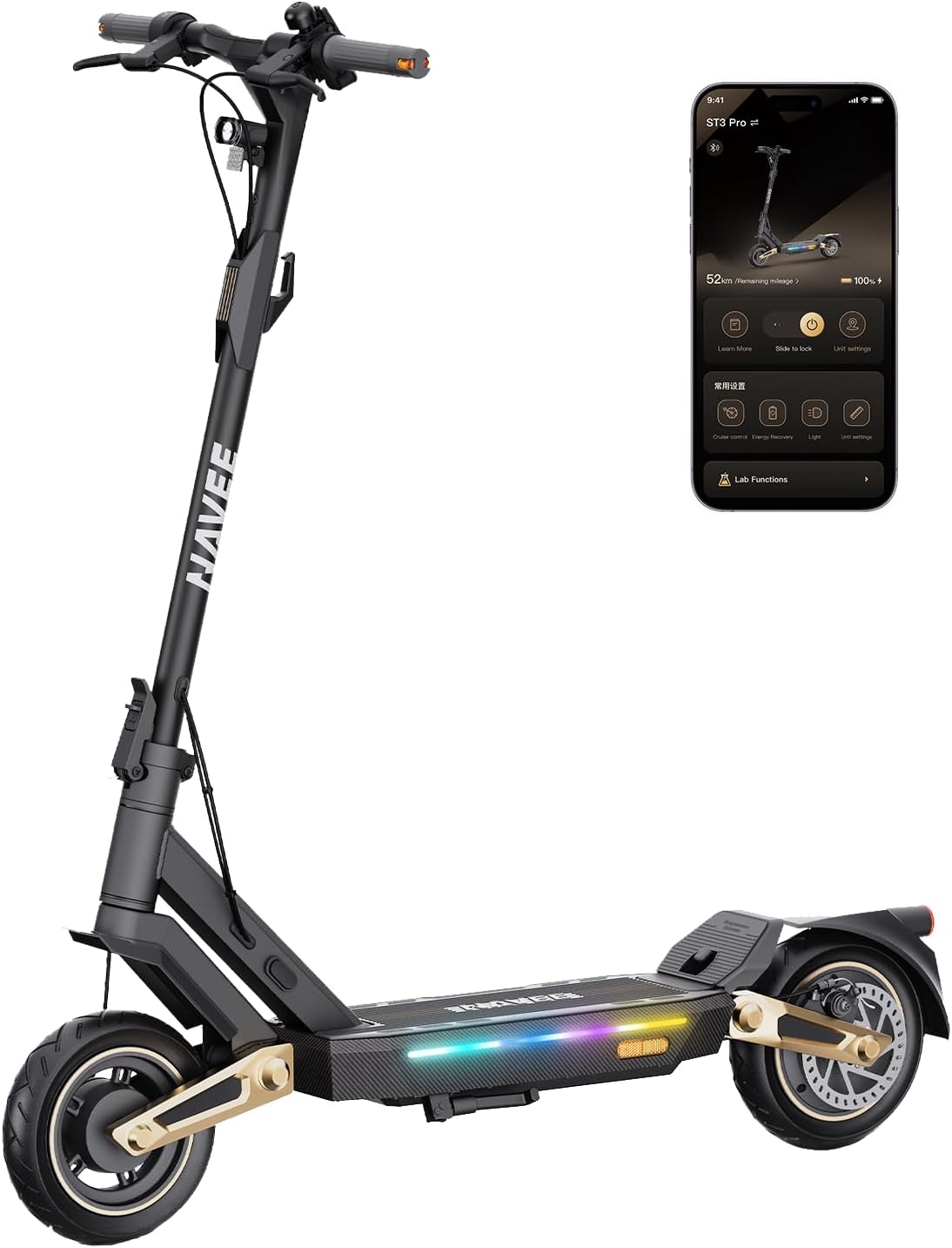NAVEE GT3/ST3 Series Electric Scooter, 20/25 MPH Top Speed, 47/38/30 Miles Max Range, 1000W/1350W Motor with Dual Suspension, 10