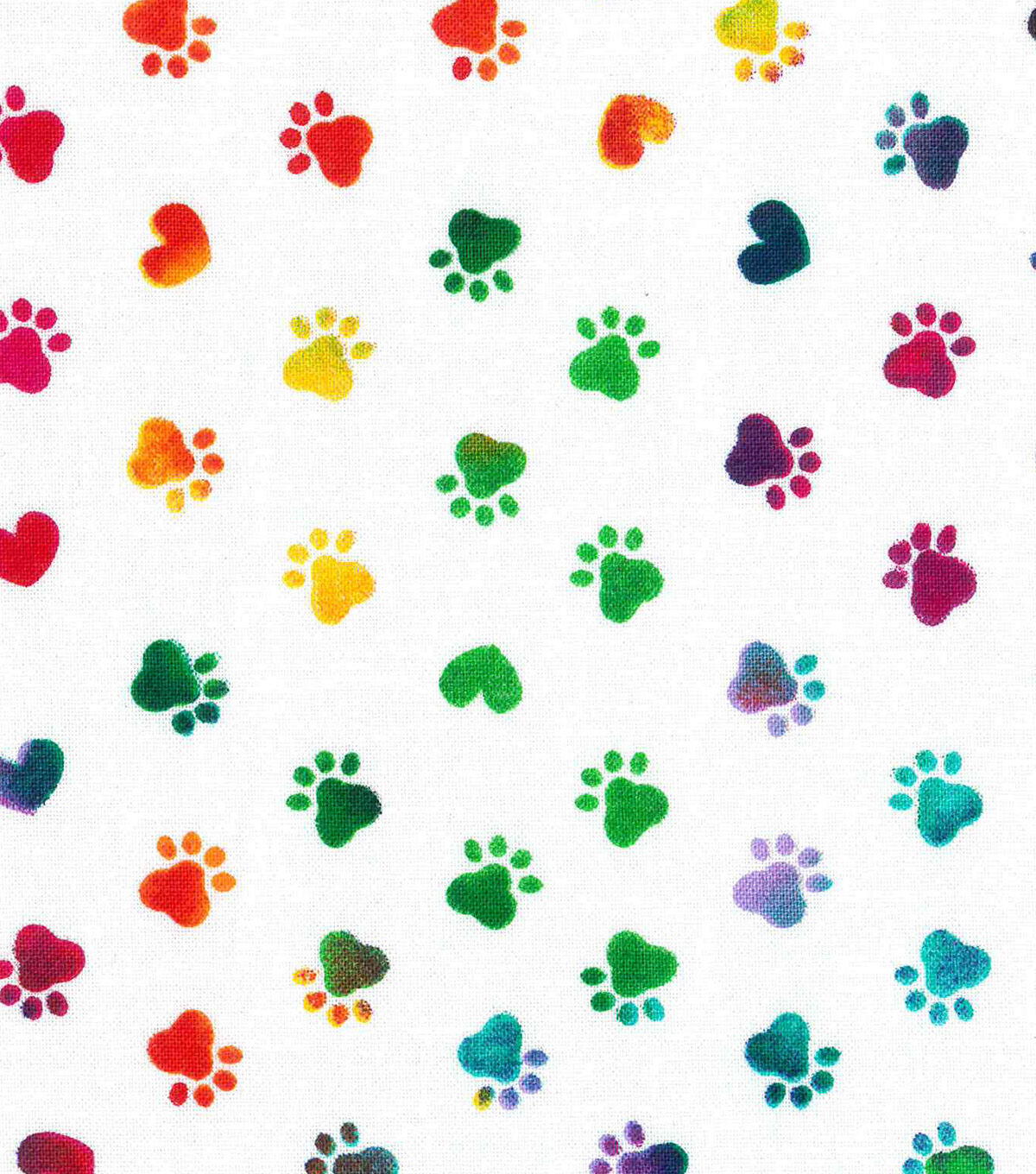 Novelty Cotton Fabric Tie Dye Paws White