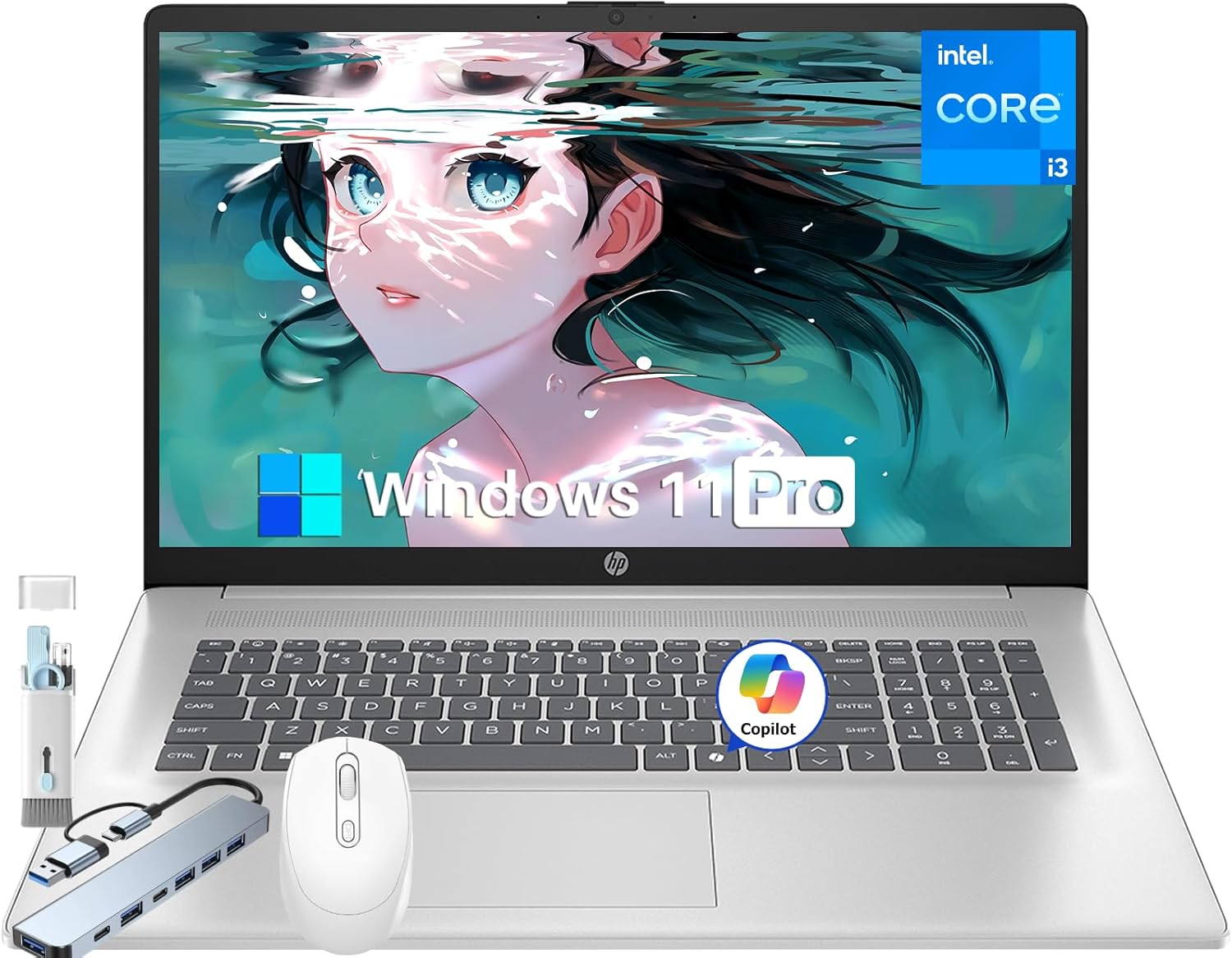 HP 2025 New 17 Laptop Compurter, Intel 8-Core Processor, 16 GB RAM, 512 GB SSD, 17.3