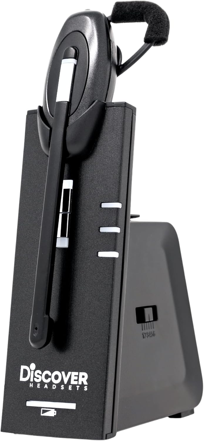 Discover D904 Convertible DECT Wireless Office Headset System with Unlimited Talk Time for Professionals- Works with PC/Mac and Desk Phone- 3 Year Warranty