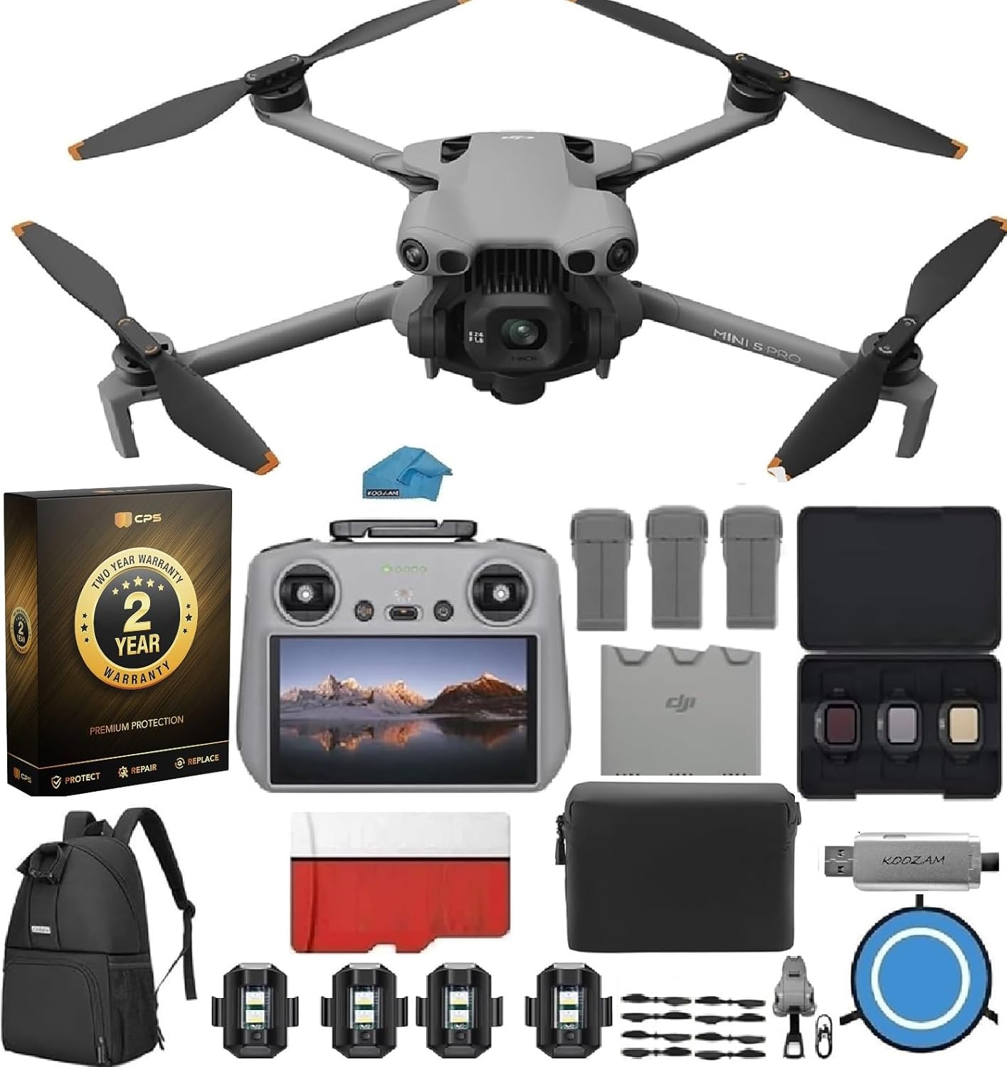 DJI Mini 5 Pro Fly More Combo PLUS with DJI RC 2 Controller (with screen), Folding Drone with Camera, 1-Inch CMOS, 4K Drone for Beginners with Omnidirectional Obstacle Sensing, ActiveTrack 360°, 225° Gimbal Rotation, 3 High Capacity Batteries Bundle