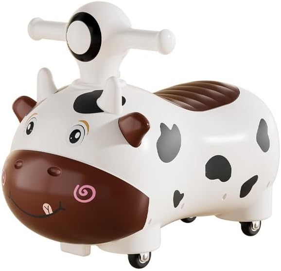 Wiggle Scooter Ride On Push Car Low Noise Riding Toy Children Ride On Party Toy Music Lights Under Seat Storage(Brown)