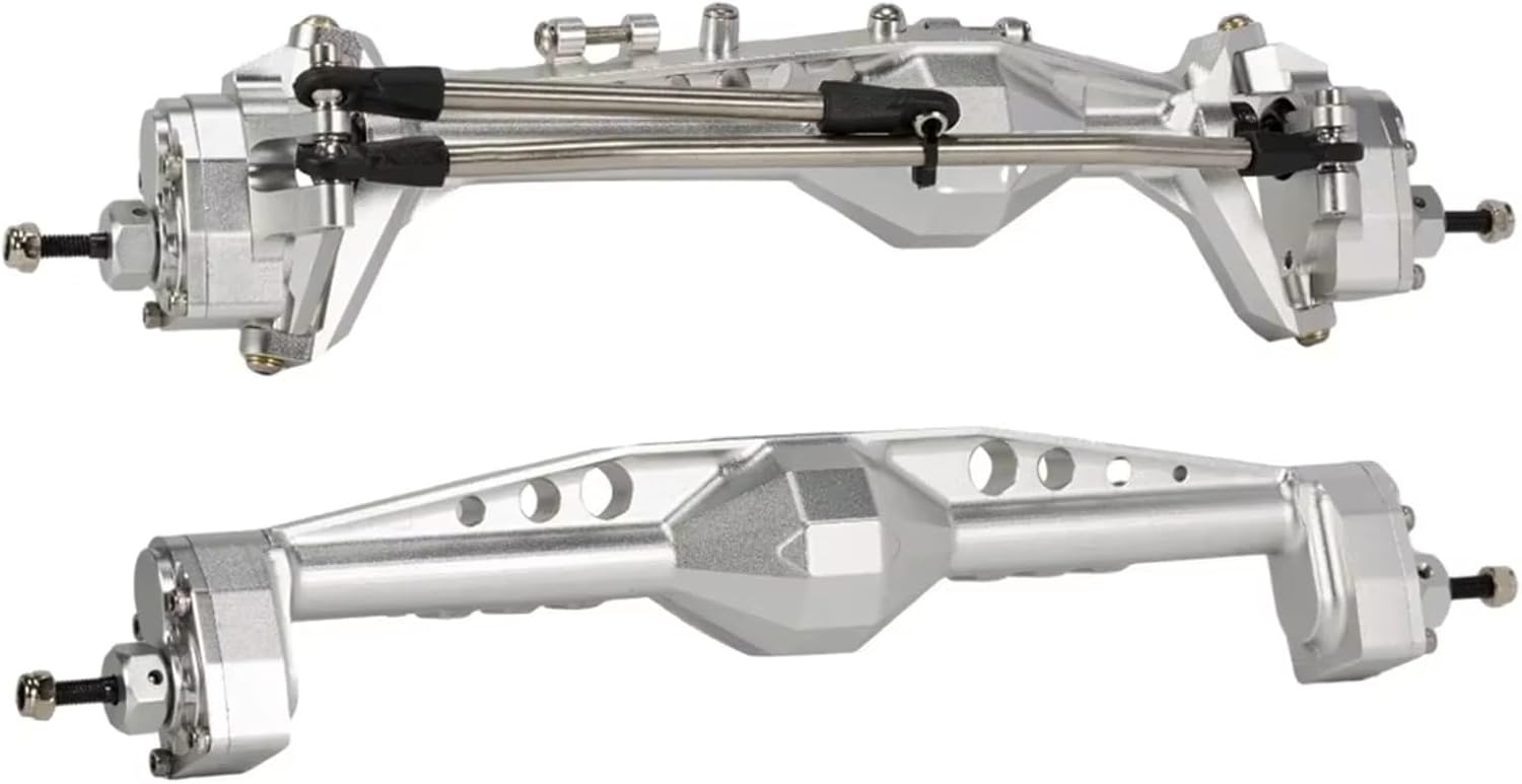 RC Axle Models For Capra For Wraith F9 1/10 Aluminum Front Rear Offset Portal Axle With Constant Velocity Driveshift Link Mount RC Crawler Machined(Silver,1set)