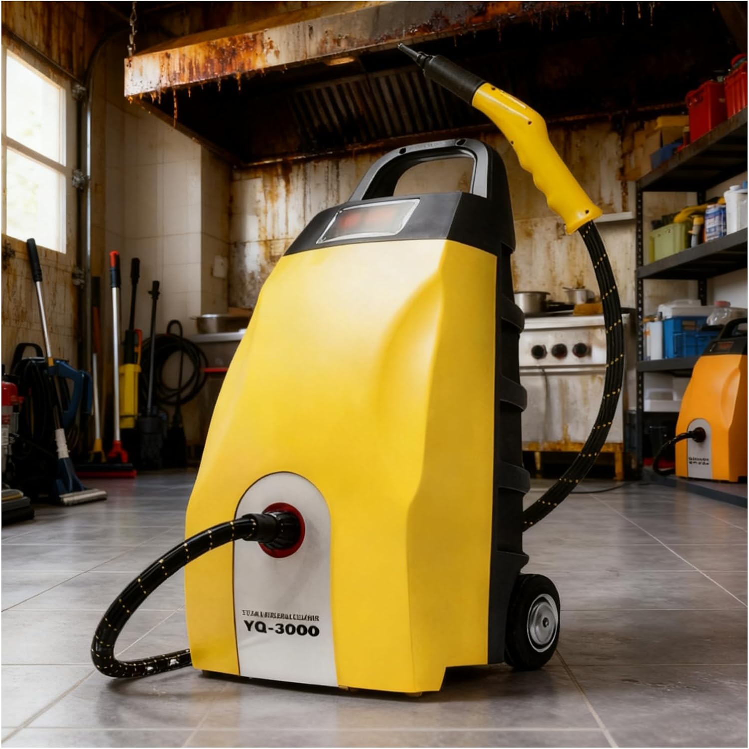WEICNE 2500 W High-Temp Steam Cleaner, High Pressure Multi-Purpose Steam Washer, 3.5 L Tank, 110℃/230°F High Temp Steam for Home, Car Washing & Range Hood Yellow