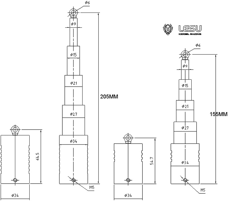 LESU 215Mm Lift Cylinders Hydraulic System for 1/14 RC DIY a Dumper Truck Car Model