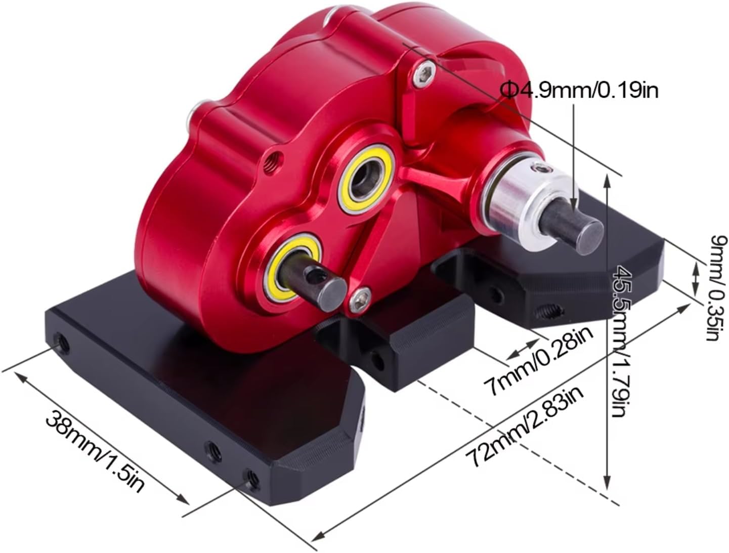 Rc Upgrade Spare For Axial For SCX10 II Pro For LCG 1/10 CNC Lightweight Adjustable Gearbox OD-3 Overdrive Transmission Crawler Car Chassis Straight Axle(Red)