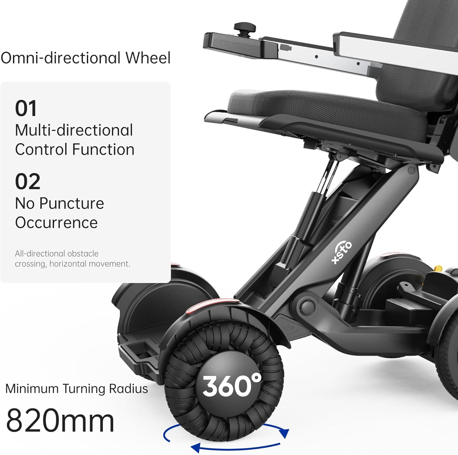M4 Intelligent Electric Wheelchair, Automatic Self-Balancing, Remote Control, Height Adjustable, Foldable Portable Motorized Mobility Scooter