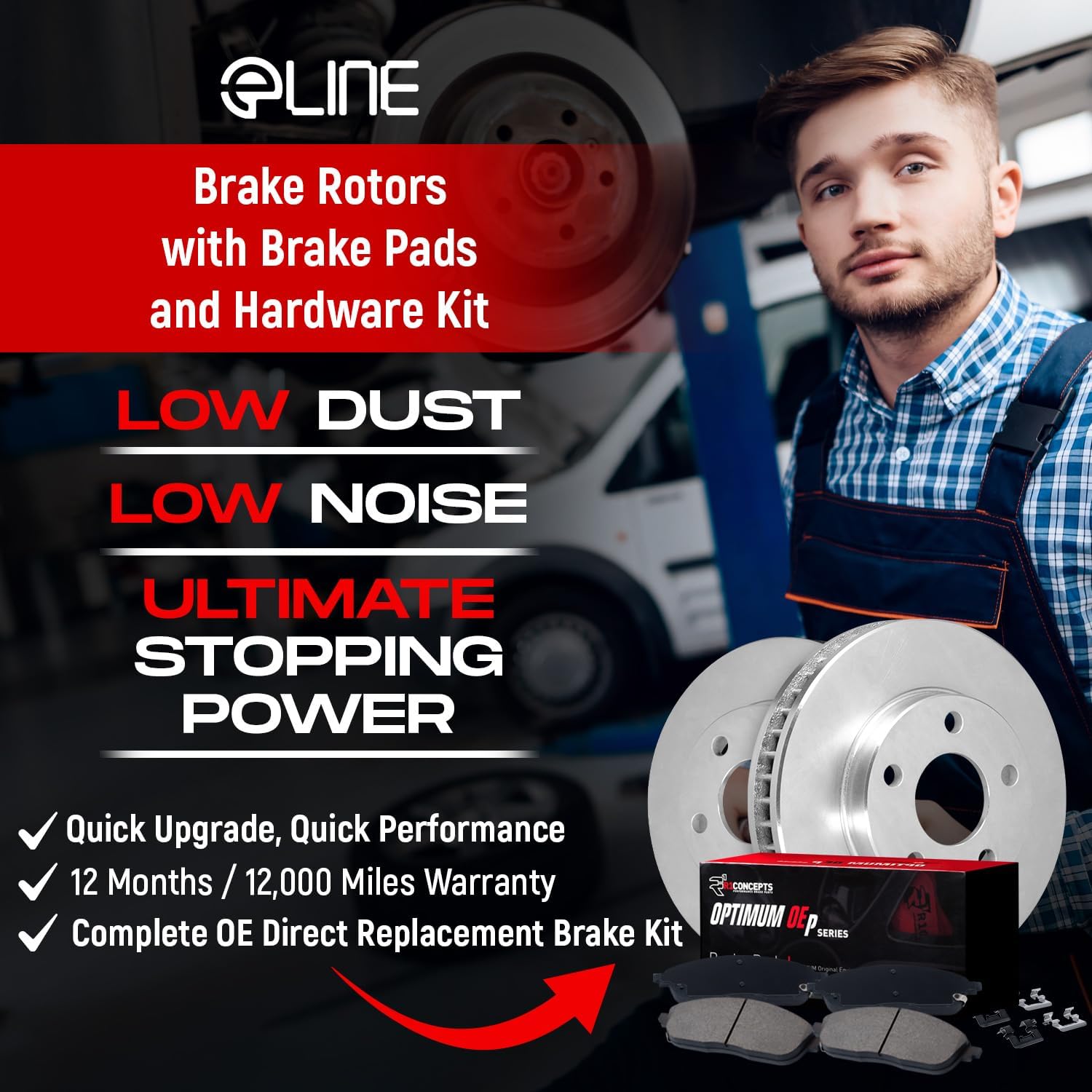 R1 Concepts Front Brake Kit For 2017-2020 Lexus GS, 2015-2022 Lexus RC F| Blank Brake Rotors| Optimum OEP Brake Pads and Rotors Kit| Hardware included