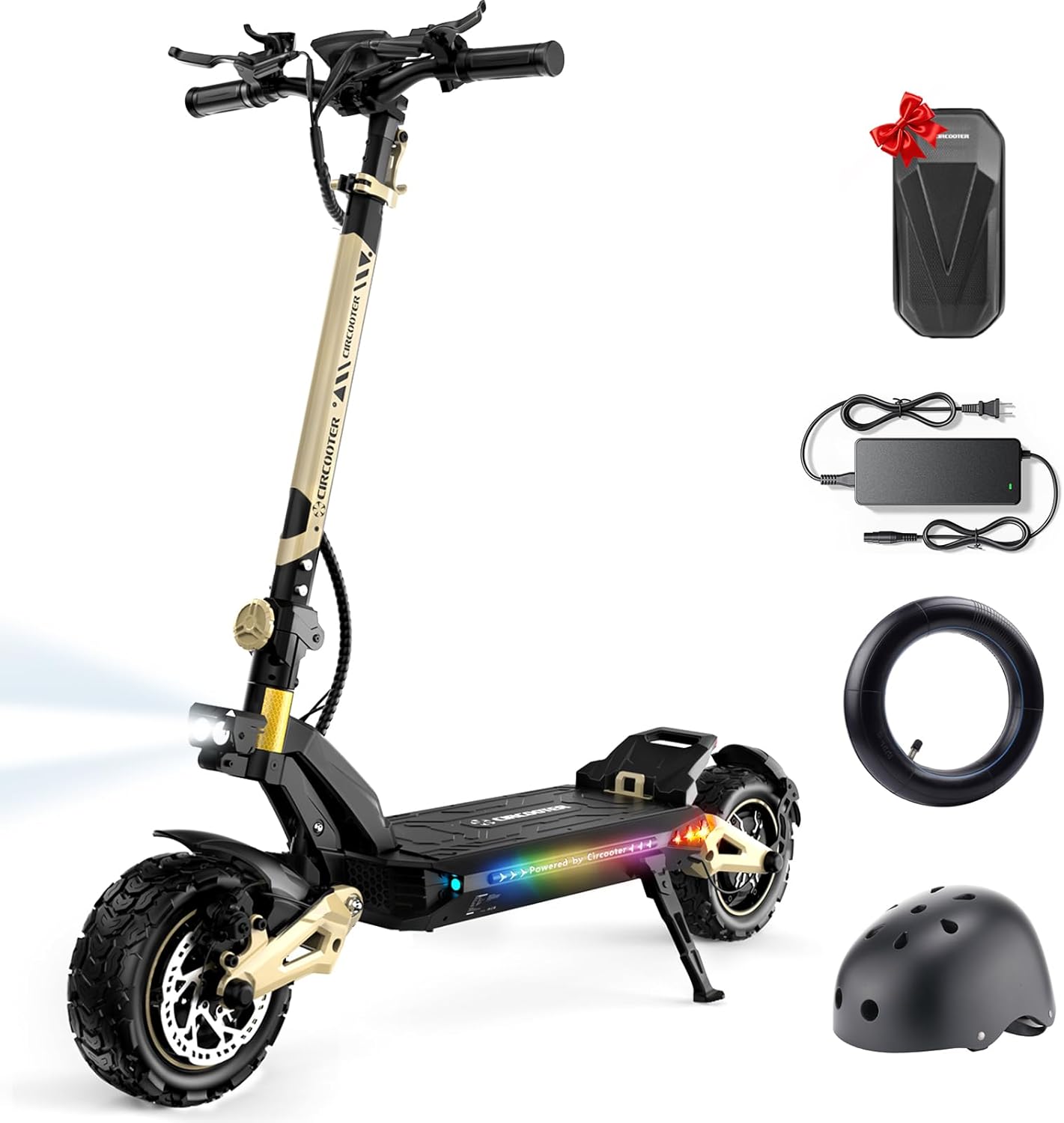 Circooter Cruiser Pro Electric Scooter Adult, Dual Motor 2400W e Scooter Up to 40 Miles Max Range & 38 Mph Top Speed, 11''Pneumatic Tires Off Road Escooter with Dual Charger Ports & Storage Bag