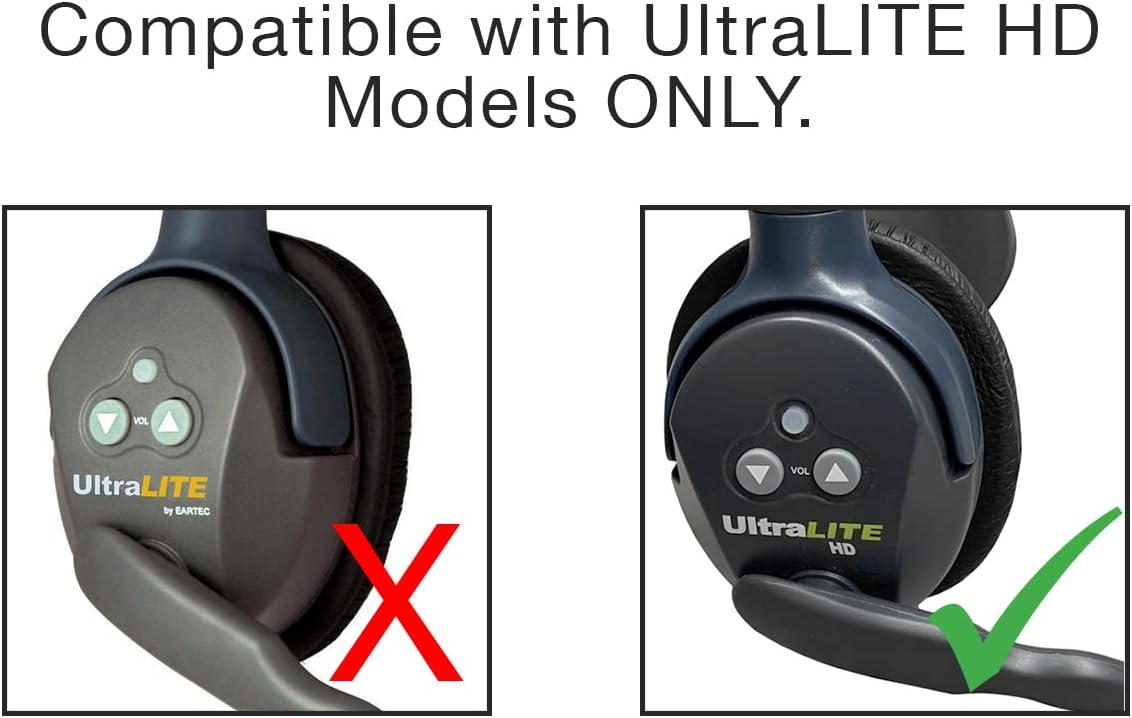 EARTEC ULDM-HD Ultralite HD Dual Ear Replacement Main Headset, HD Version Only, Full Duplex Wireless Communication, Includes Rechargeable Battery