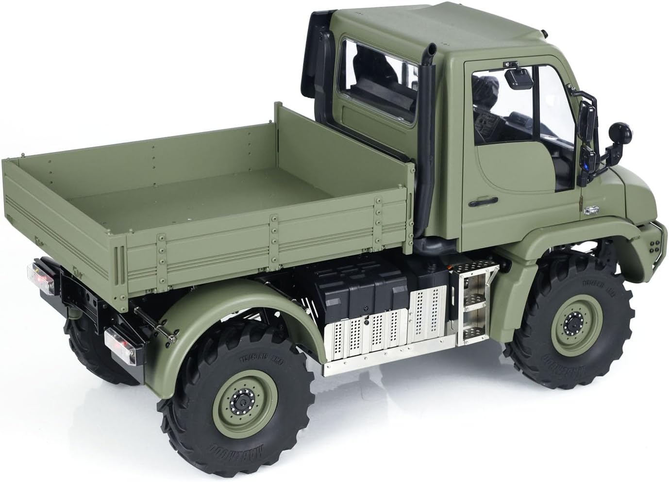 1/10 Metal Bucket RC Off-Road Vehicles U423 4x4 Remote Control Crawler Car Model 2-Speed Transmission Differential-Lock Axles Light Sound Hobby Grade Model(Matte Military Green)