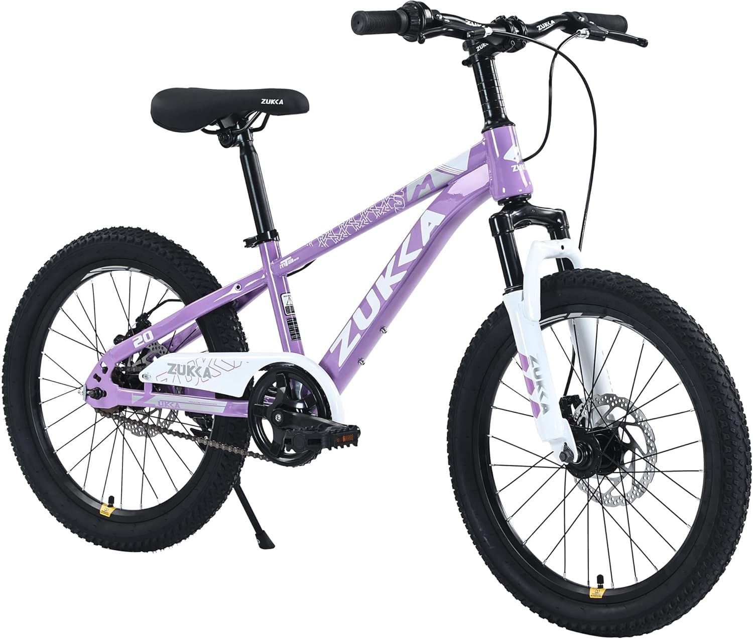 20 Inch Kids Mountain Bike for Boys Girls Age 7-10 Years, Steel Frame with Front Suspension Fork and Double Disc Brakes, All-Terrain Bicycle,Purple