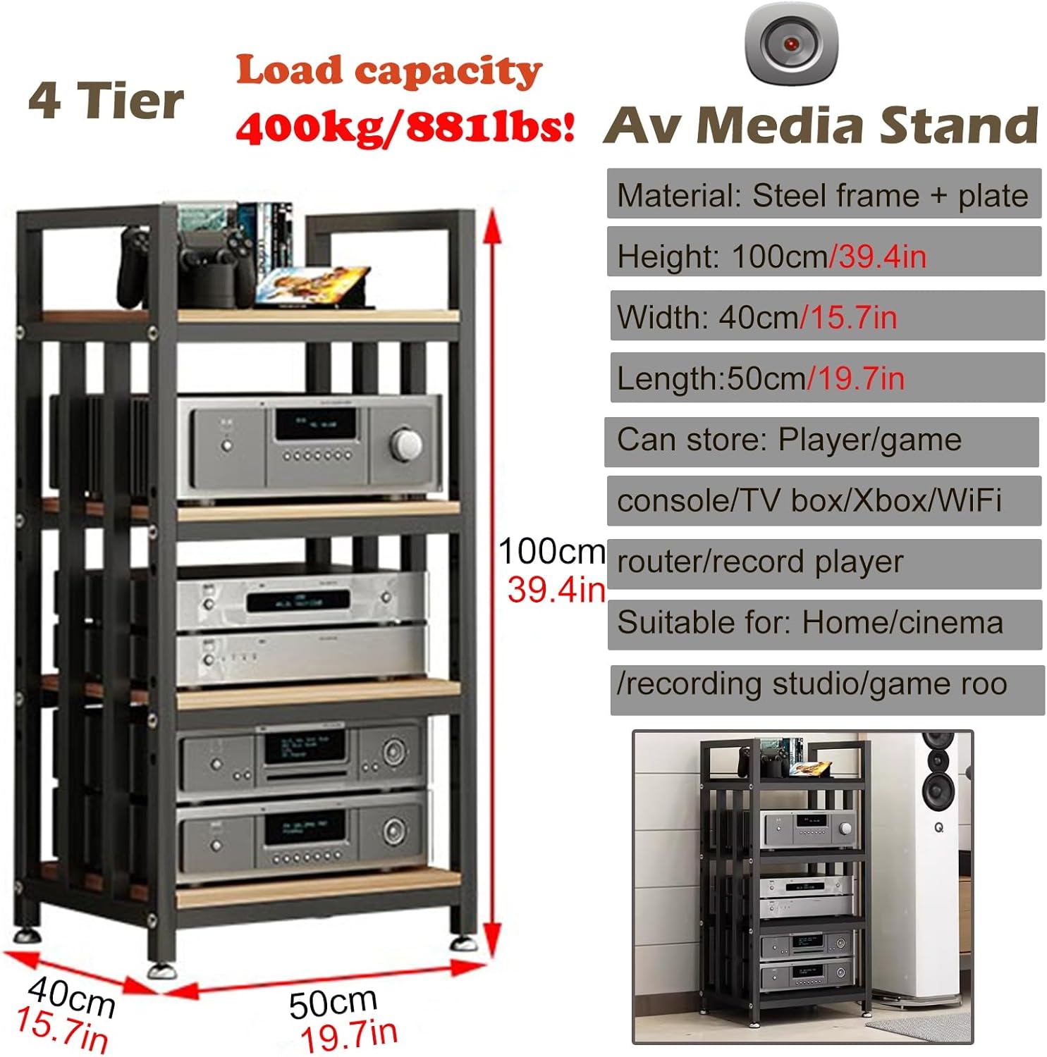 PPOIUYK 4layer Av Media Stand Corner Shelf