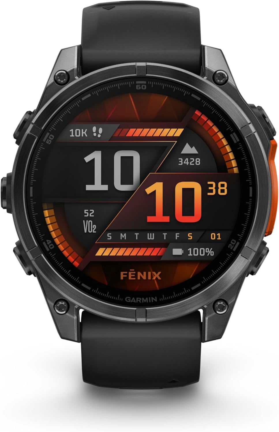 Garmin Fenix 8 47MM AMOLED Premium Multisport GPS Smartwatch Slate Gray with Black Silicone Band, Built-in LED Flashlight, Fitness and Health Smart Watch Bundle for Men and Women