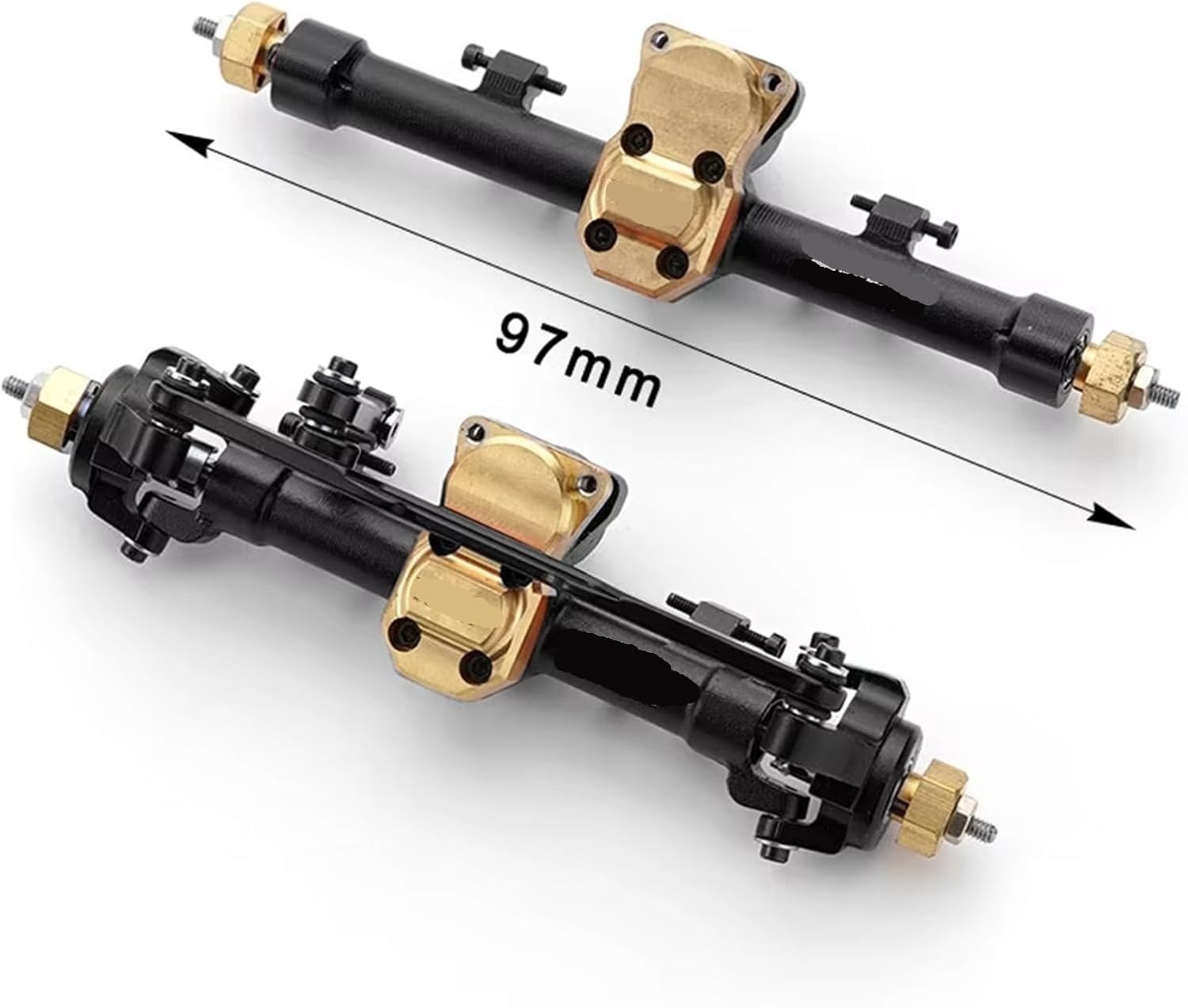 Compatible with Axial for SCX24 1/24 RC Car Upgrade Part Accessories Aluminum Alloy 2pcs Complete Front Rear Axle RC Car Part Accessories(Black)