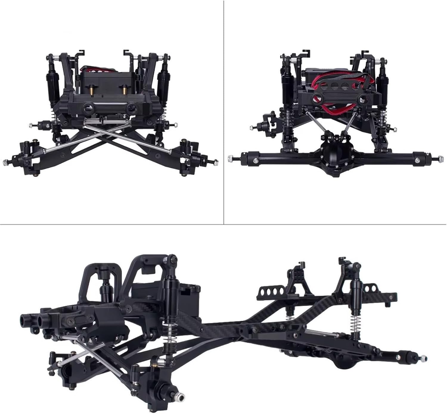 RC Cars Crawler Parts Compatible with SCX10 II III for Pro for Capra for TRX4 for Twin for I-Beam 2WD Upgrade DIY Parts for Chassis Kit 1/10 RC Crawler Car(Black)