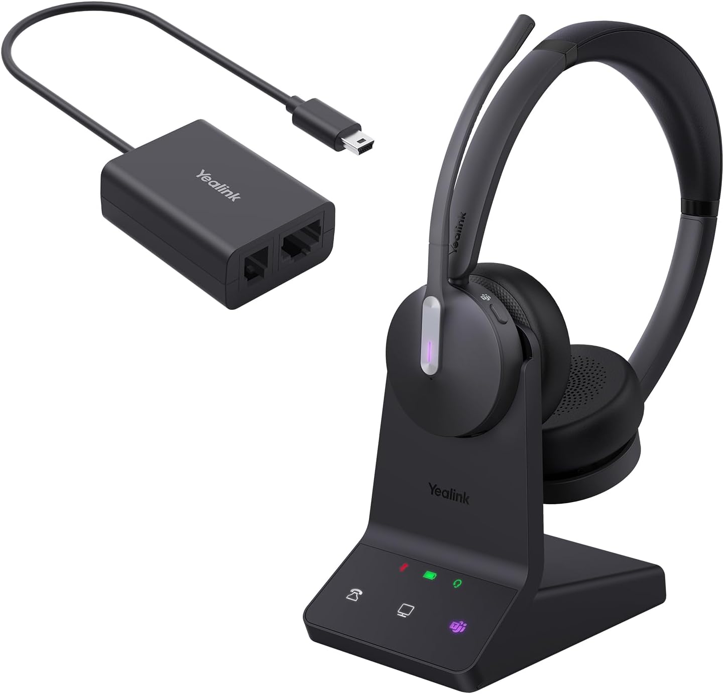 EHS62 Adapter and WH64 Dual Headset, Compatible with Cisco/Avaya/Poly/Grandstream Desk Phone