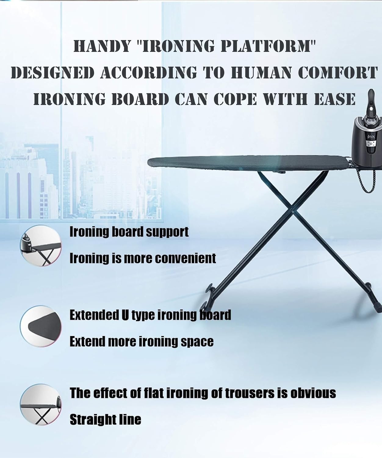 Garment Steamer - Iron Professional Clothes Steamer with Vertical Steaming Household Small Iron Handheld Dual-Bar Ironing with Lengthened Ironing Board