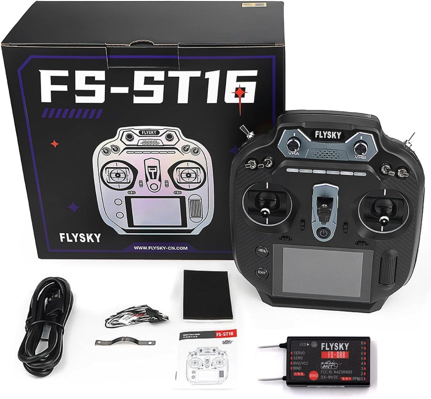 New Flysky FS-ST16 16CH 2.4GHz Digital Transmitter Protocol & FS-SR8 Receiver - RC Helicopter, Plane, Multicopter, Car, Boat