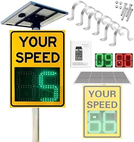 Solar Powered LED Speed Limit Sign with Flashing Radar Feedback, 50x70cm Safety Warning Board, Traffic Control Device for Streets & Neighborhoods, Enhance Community Safety & Security
