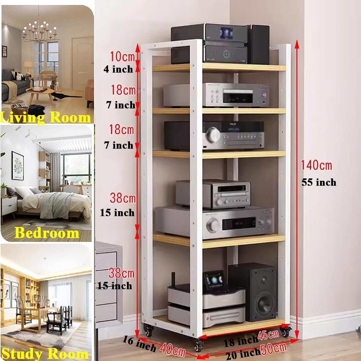 GenSDH 5 Tier Stereo Component Stand Cabinet