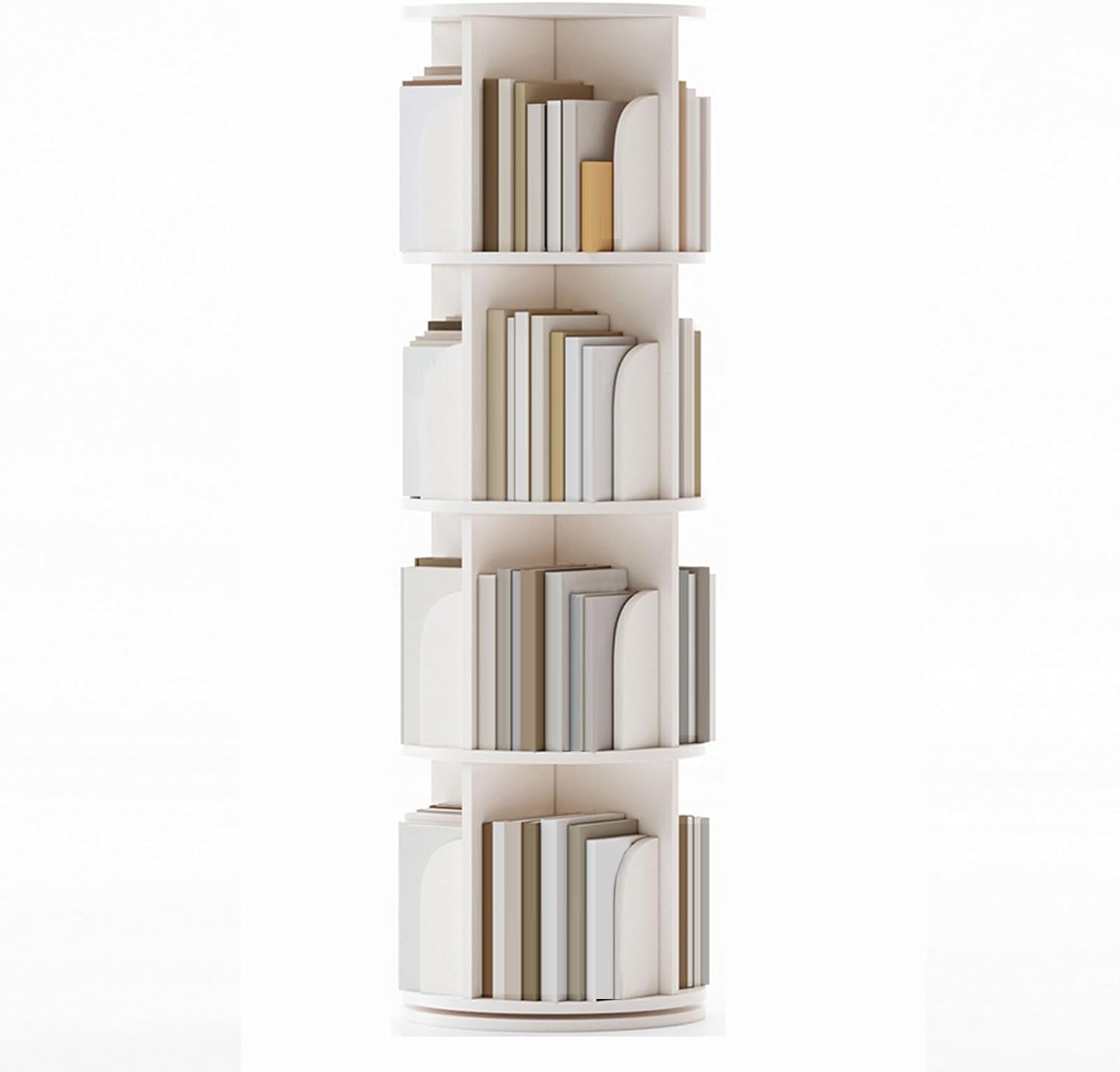 GAMAK Small Rotating Bookshelf 360 Display 3-4 Tier for Small Spaces Kids Narrow Swivel Corner Book Shelf Wood Used in Bedrooms Living Rooms Study Office (Color : White, Size : Four)