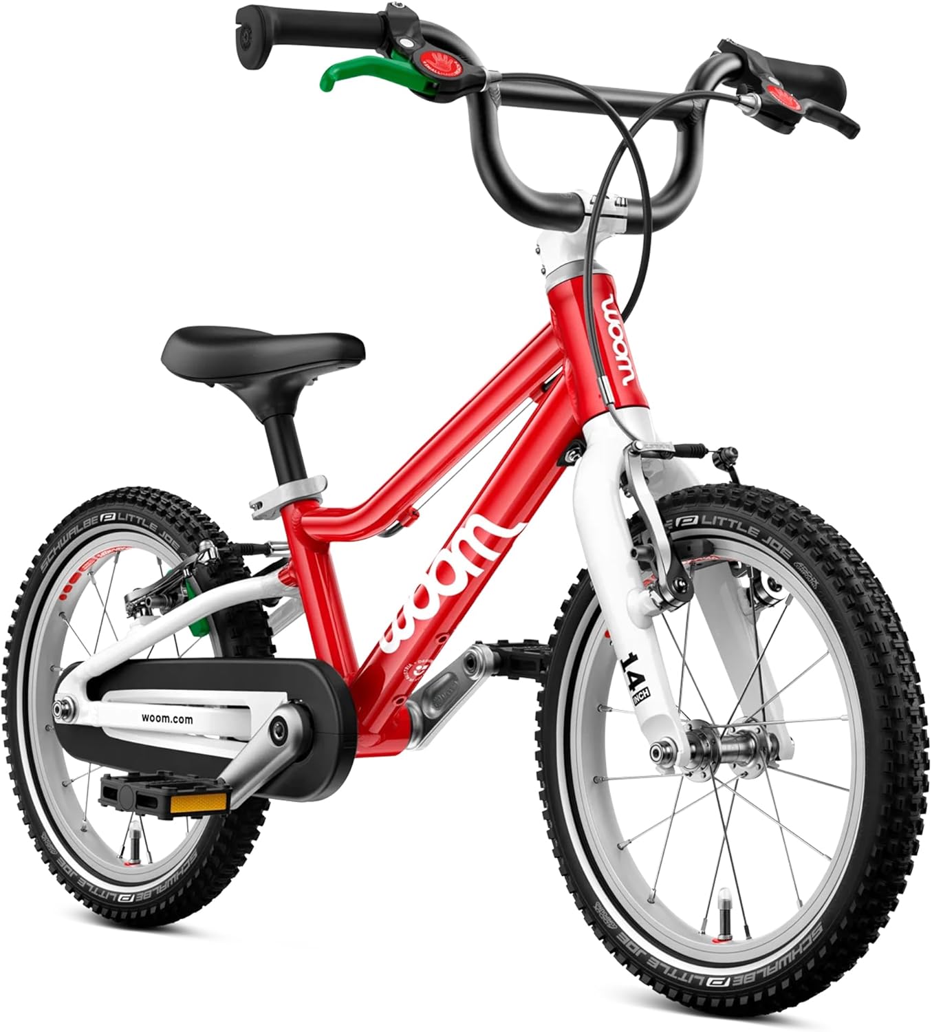 woom GO 2 Bicycle for Children 3 to 4.5 Years Old, 14-Inch Lightweight Bike with Handbrake, Steering Limiter & Chainguard for Boys & Girls