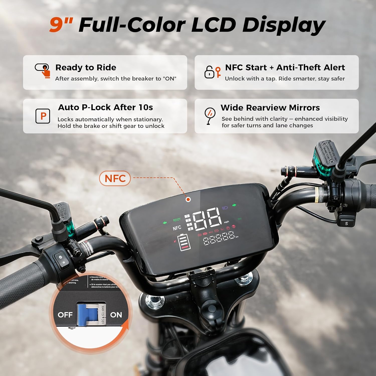 iScooter Adults Electric Scooter with Seat, 1500W Motor, 45 Miles Long Range, 35MPH Top Speed,15