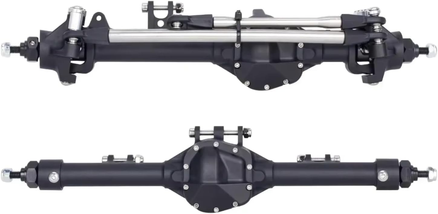 RC Axle Models For Axial For SCX10 II VS4-10 For Rock 1/10 Aluminum Piece Construction Front Rar Offset Straight Axle Set Trucks Parts RC Crawler(Black,1set)