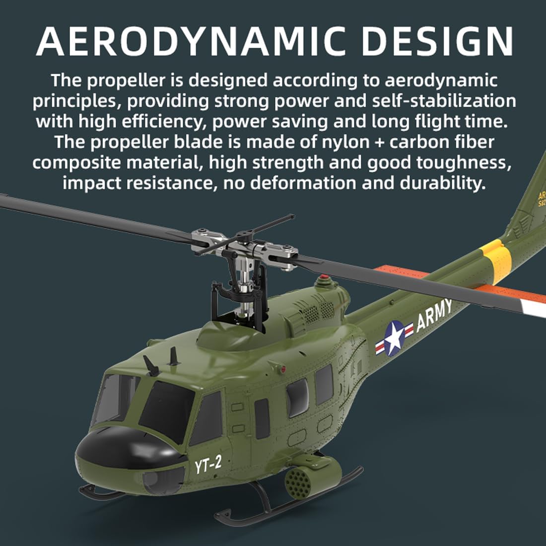 F07-V UH-1 Huey Brushless Military RC Helicopter, 1:34 Scale 2.4G 6CH Single Rotor RC Helicopter with 3D/6G Modes, High-Performance Stunt Drone for Advanced Pilots