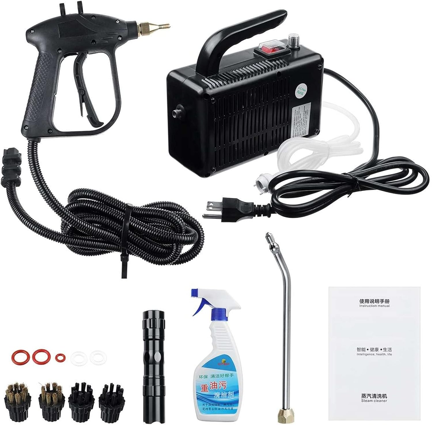A1DFDFGOQSFG Steam Cleaning High Pressure Steam Cleaner Machine for Air Conditioner Car Mobile Cleaning Machine Home Cleaners Sterilization Disinfector (Color : Black) (Black)