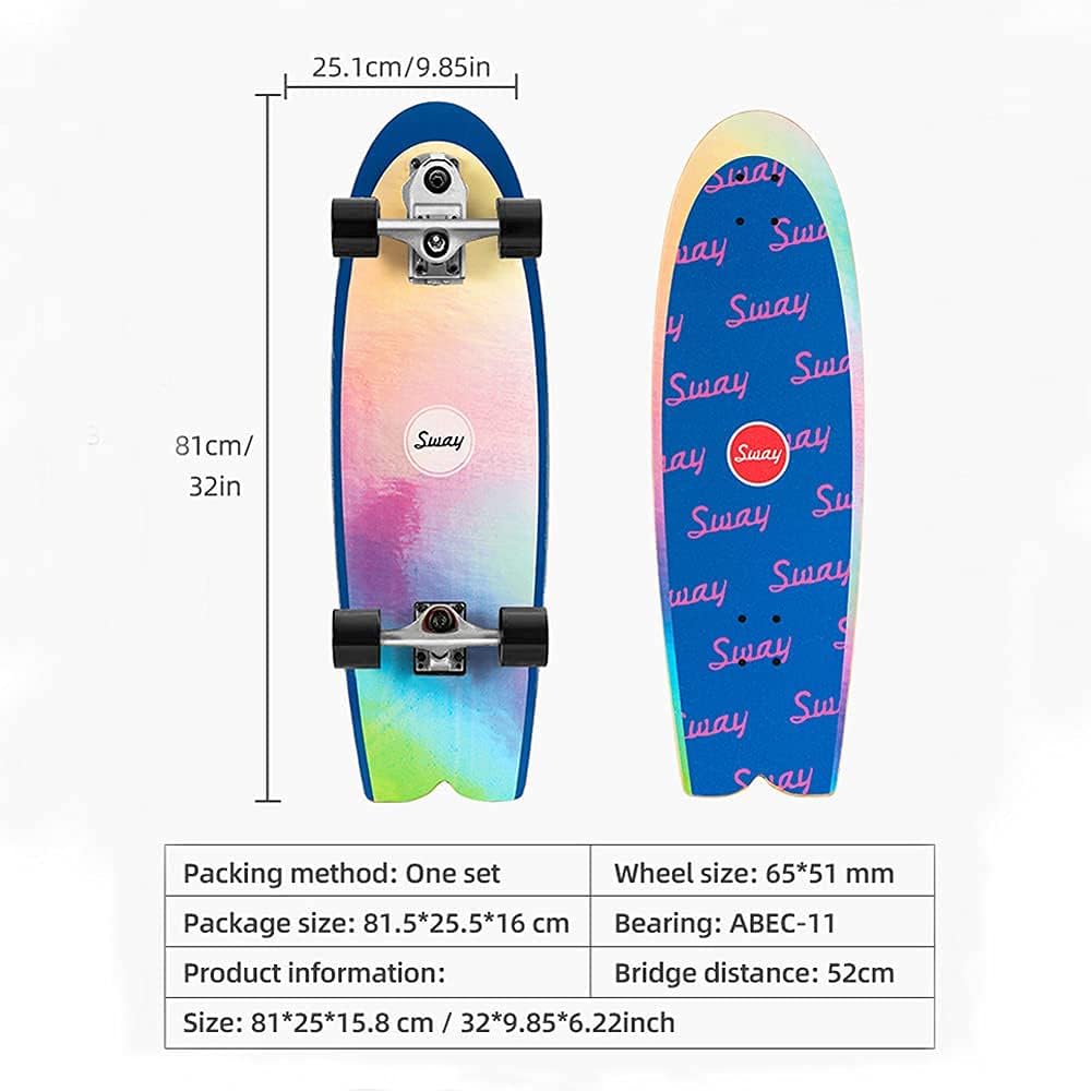 Longboard Double Kick Complete Board 107×22.5 cm with T-Tool High-Speed ABEC-7 Bearings 7 Layers of Maple 70×50mm PU Wheel Freeride Skating Cruiser Boards for Youths Adults Kids Beginners (A)