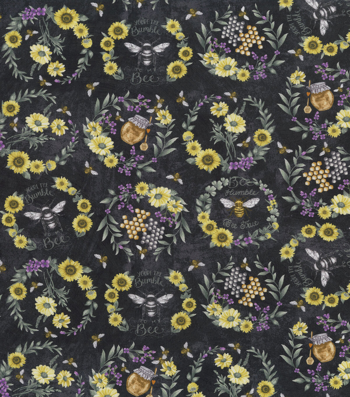 Hi Fashion Insects & Floral on Black Premium Cotton Fabric