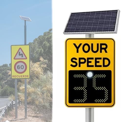 Solar Powered Speed Limit Sign, Flashing Radar Indicator, Durable Aluminium Display for Highways & Speed-Limited Roads, 60x90 cm, Enhanced Traffic Safety