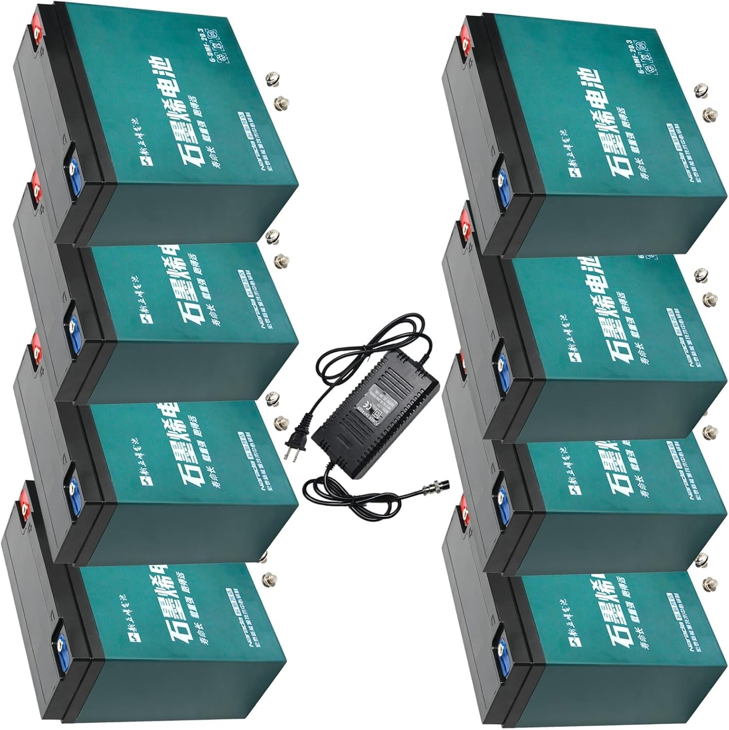 12V 20Ah SLA Powersports Battery for ATVs, UTVs, Dirt Bikes, Go Karts, Scooters, Golf Carts, Lawn Mowers & More – Includes 36V 1.8A Charging & Battery Accessories (8 Pack)