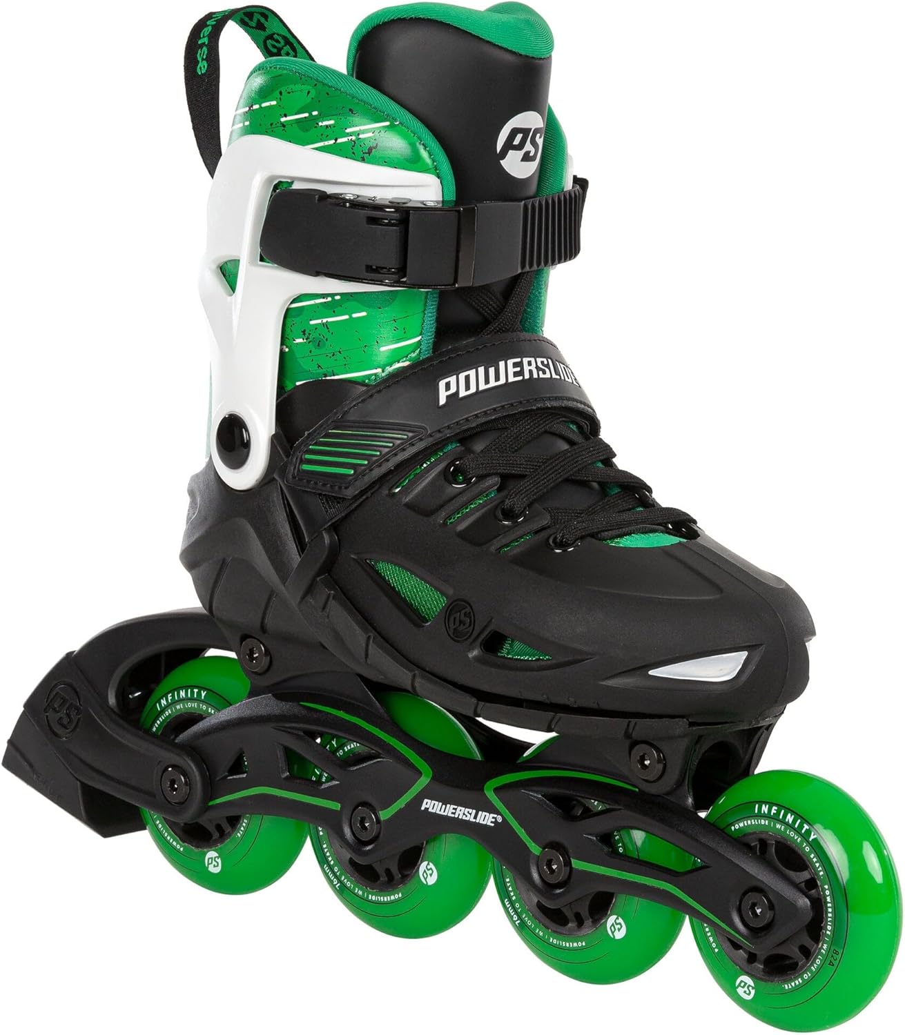 Powerslide Universe 940690 Inline Skates 4 W Green Adjustable for Children ABEC 7 Bearings