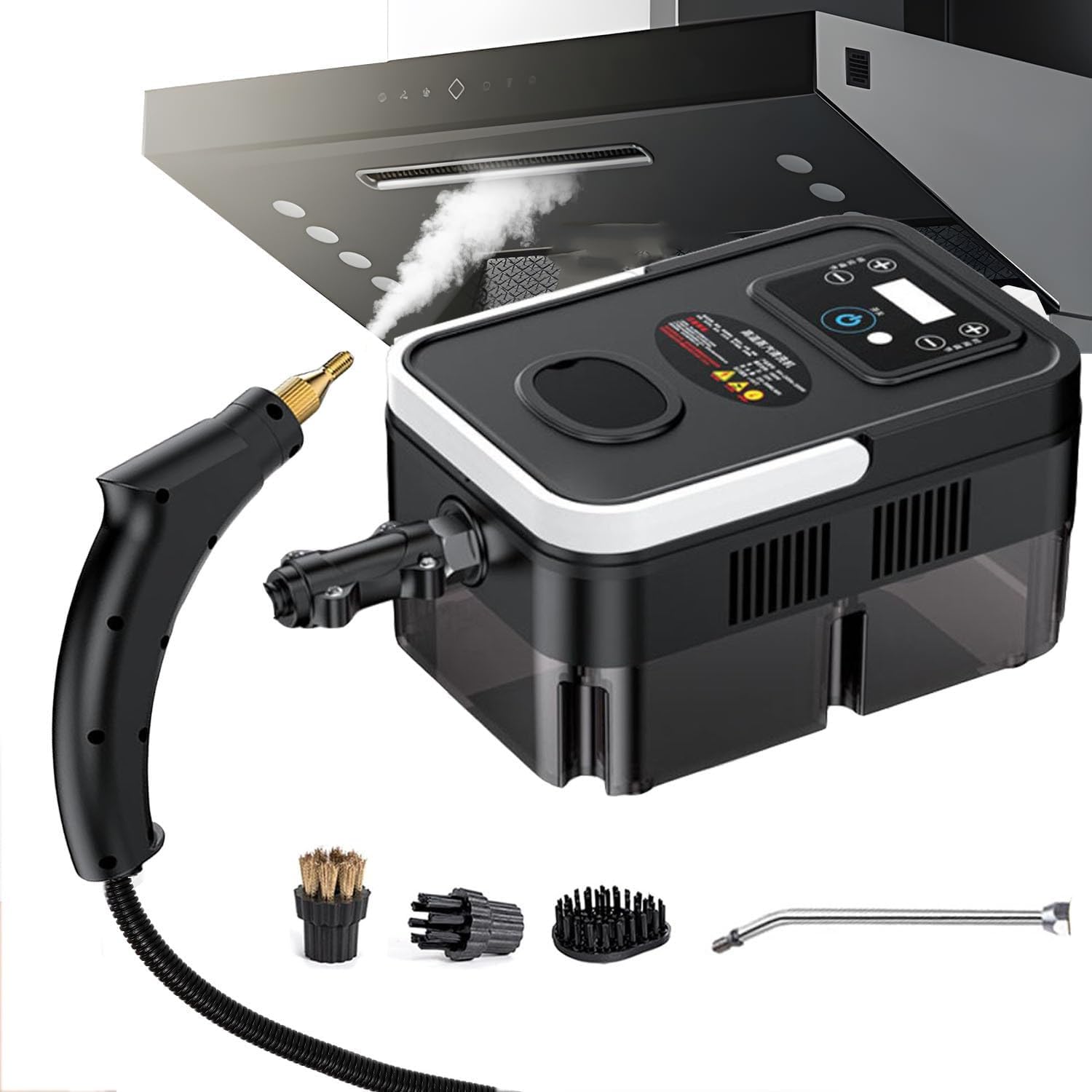 GLBMXDD Steam Cleaner, 1600W High Pressure Handheld Steamer, 6-Gears Adjustable, Portable Steam Cleaning Machine with 3 Brushes,for Kitchen, Bathroom, Car, Grout and Tile,Black