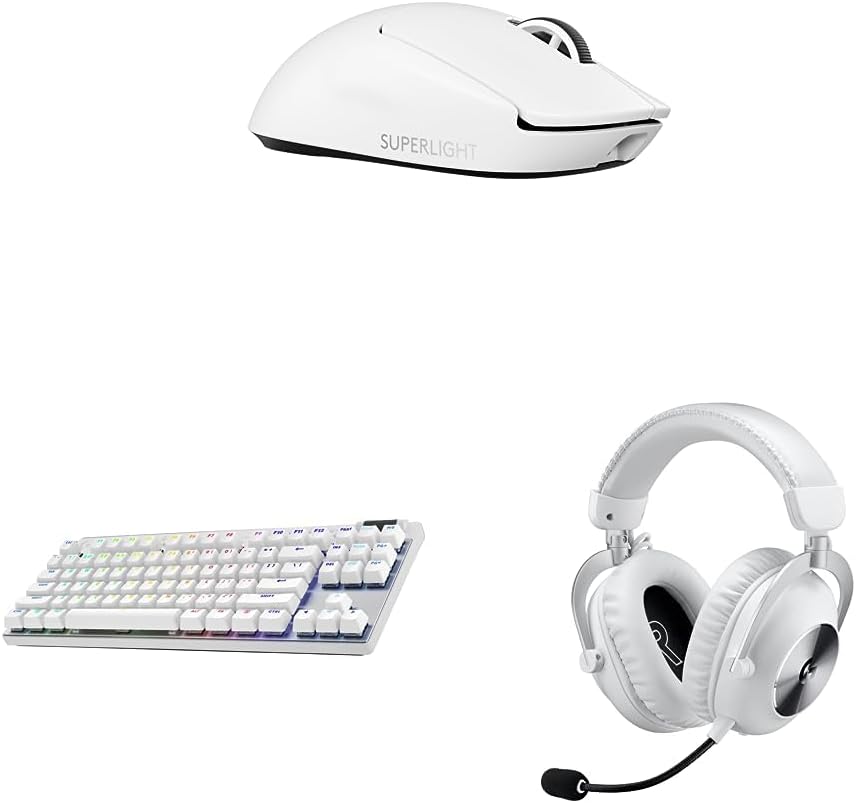 Logitech G Pro X Superlight 2 Lightspeed Wireless Gaming Mouse + G Pro X TKL Lightspeed Wireless Gaming Keyboard, Tactile + G Pro X 2 Lightspeed Wireless Gaming Headset Bundle - White