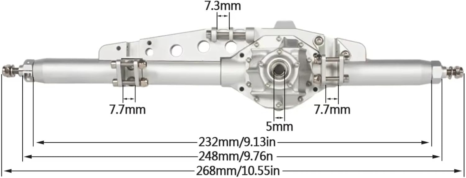 Compatible with Axial for Capra RR10 90018 SMT10 1/10 RC Crawler Cars Upgrade Parts Accessories Aluminum Axles Set RC Front and Rear Axle(Silver,1Set)