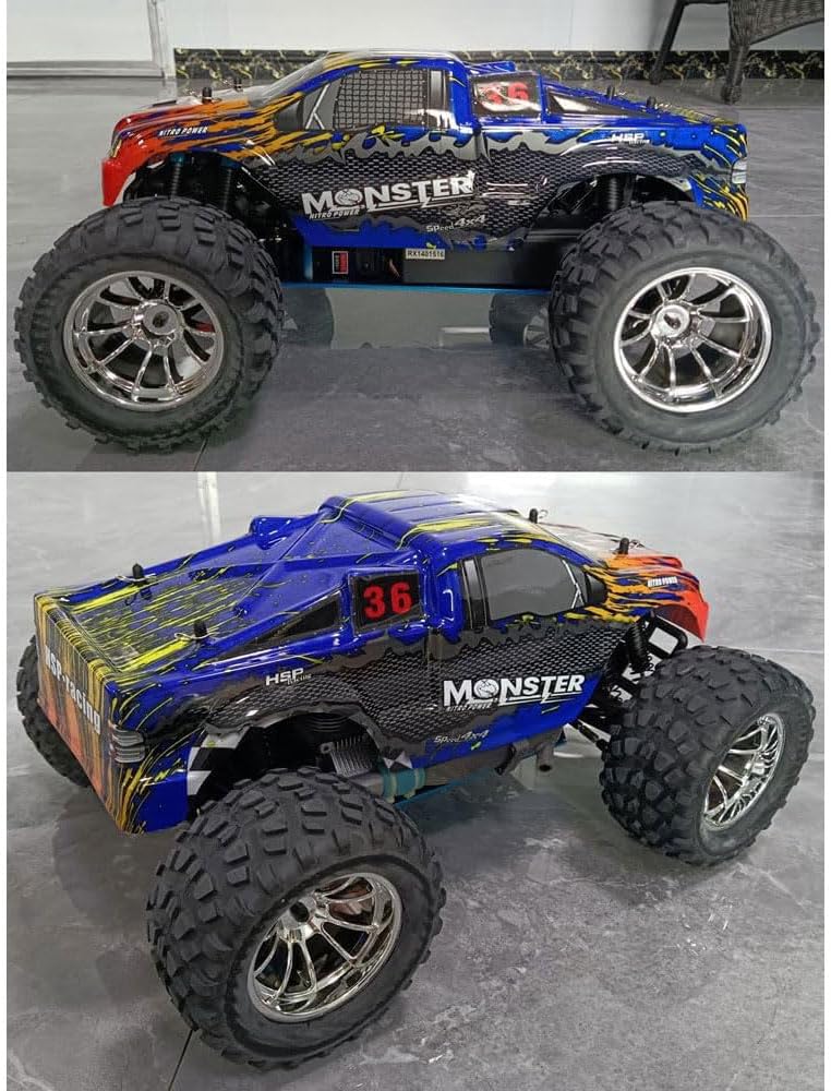 1/10 Nitro RC Truck 80KM/H Fast Nitro Gas Power Car 4WD Hhigh Speed Off Road Climbing Truck Buggy for Adult 18CXP Gas-Engine Remote Control Truck RTR Hobby Racing Vehicle Short Course Crawler