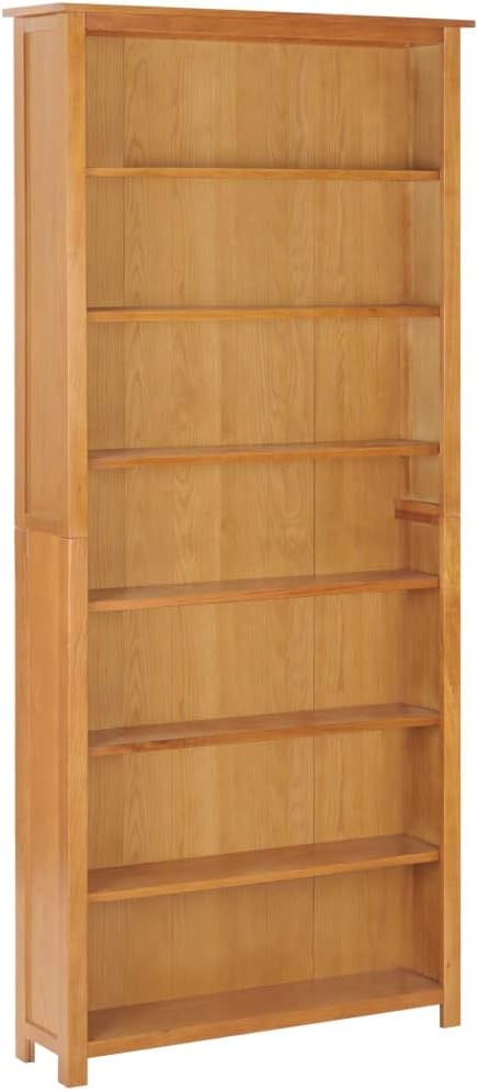 FAMIROSA 7-Tier Bookcase Solid Oak Wood, 7 Shelves Wooden Bookshelf cabinets Display Shelves Organizer for Books, Magazines, documents, CDs, Records, collectables Home Office Decor 35.4