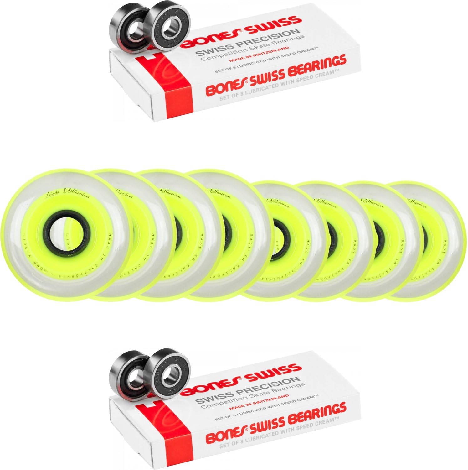 Labeda Millennium Gripper Hilo Yellow Hockey Inline Wheels 76mm 80mm X-Soft Swiss