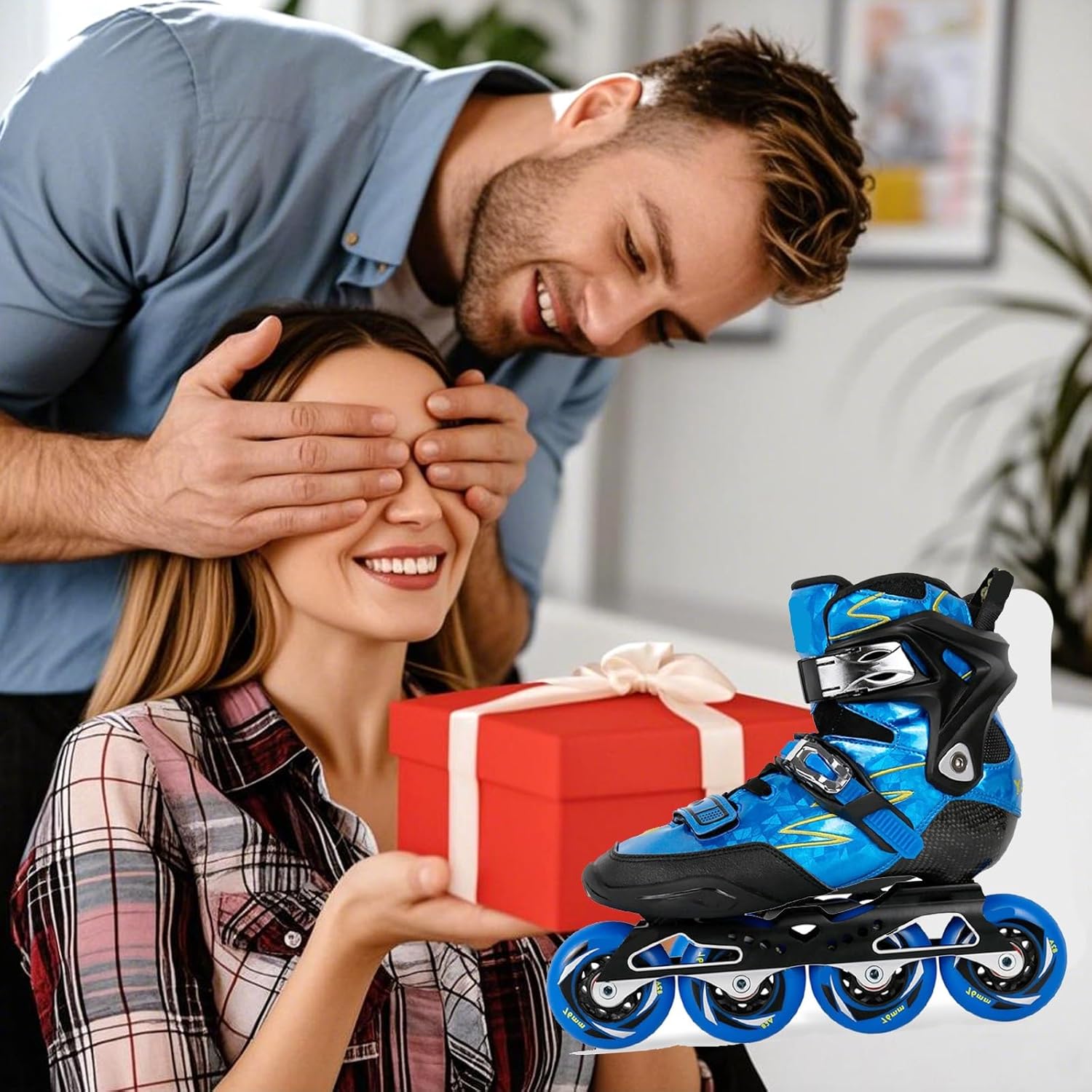 Adjustable Racing Inline Skates for Boys and Girls, Professional Carbon Fibre Inline Skates Adult with High Precision Bearings High Performance Fitness Racing Skates, Unisex