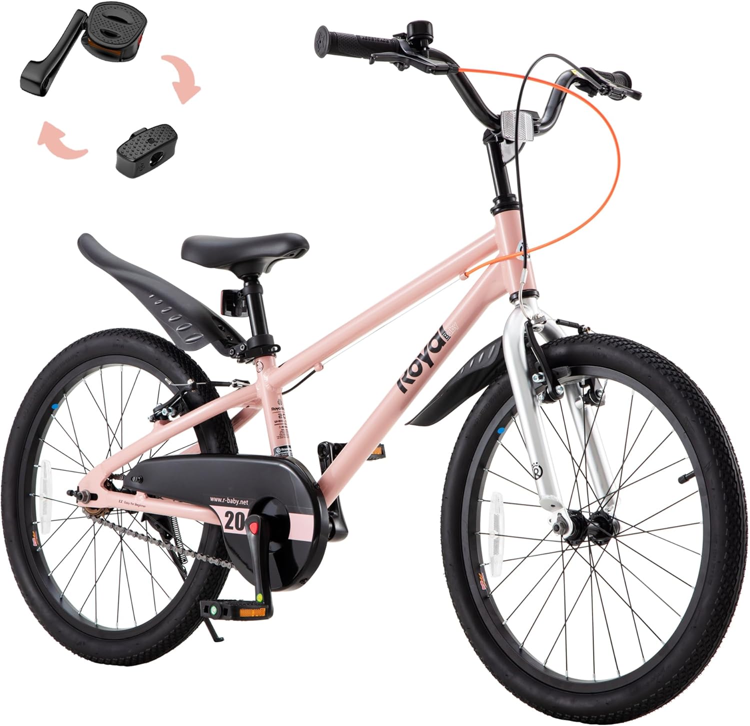 RoyalBaby EZ Fride Kids Bike 16 18 20 Inch, Lightweight Aluminum 2-in-1 Balance to Pedal Bike with One-Key Switch for Boys Girls Ages 4+