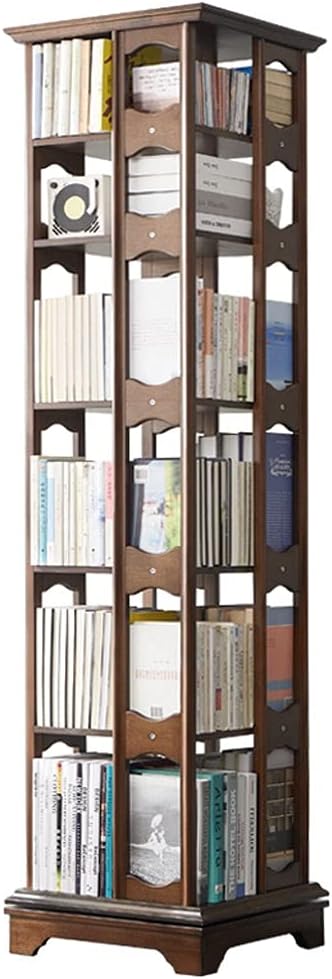 LCJQ Home Bookshelf 360 Degree Rotating Bookshelf，Modern Simple Solid Wood Bookcase, Simple Multi-Storey Landing Book Rack for Home and Office ​Shelves (Color : A, Size : 187cm)