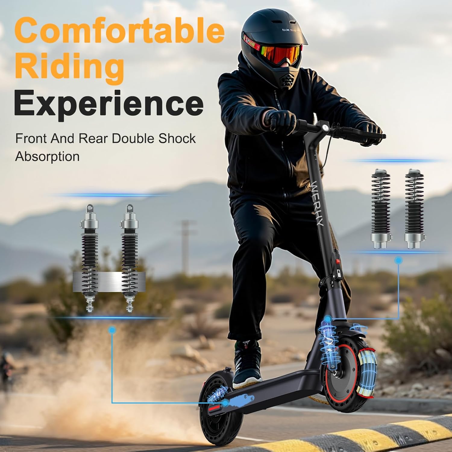 Electric Scooter, Powerful 500/350W Motor, 10