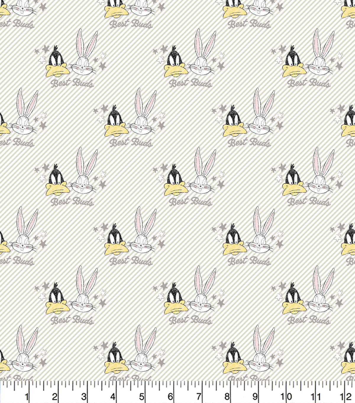 Looney Tunes Bugs Daffy White Flannel Fabric