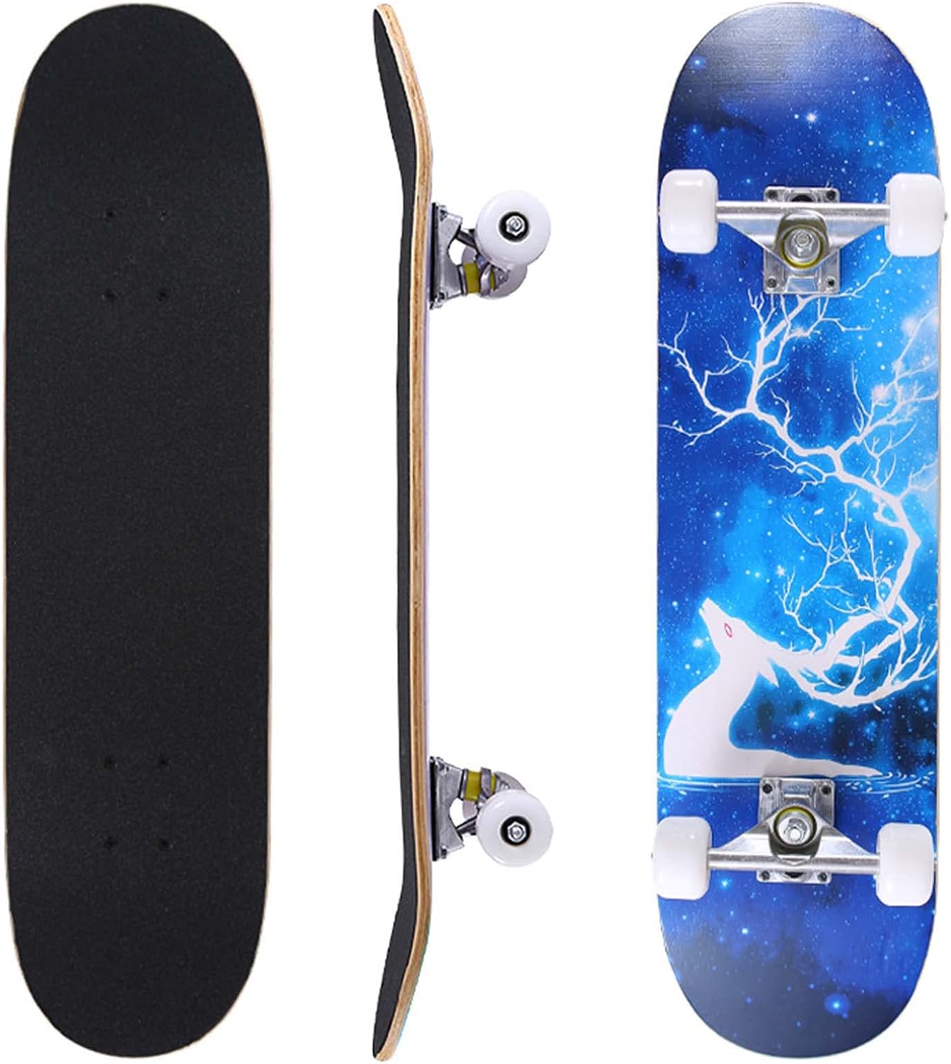 Standard Skateboard, 31Inch Complete Retro Skateboards for Beginners Kids Teens Adults, 7 Layers Canadian Maple Wood Deck Skate Boards