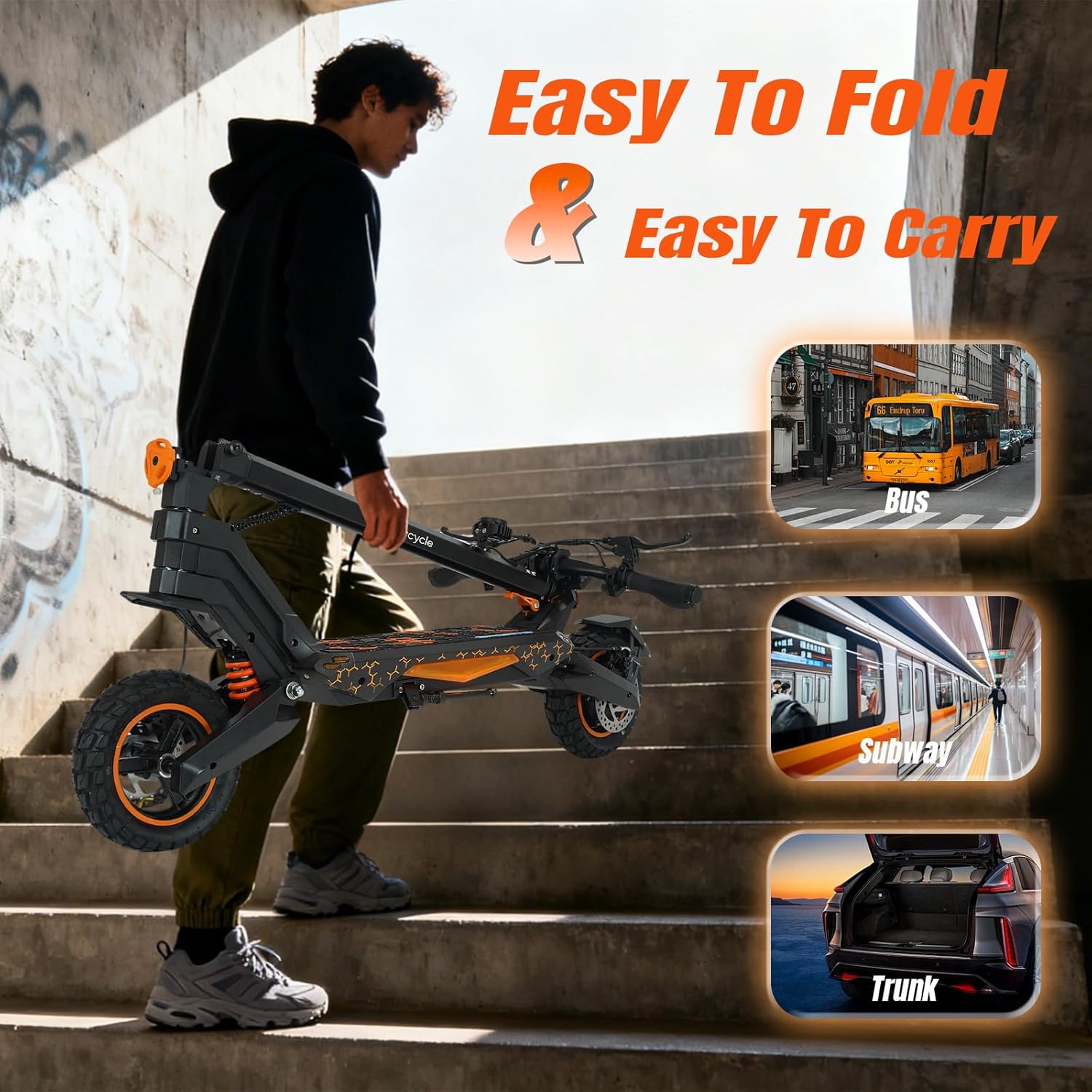 Off Road Electric Scooter for Adults – 5000W/1600W Fast E Scooter, 35/50Miles Long Range, 35/45MPH Max Speed, Heavy Duty 400 LB Capacity,Foldable Kick Scooter with Full Suspension for Commuter Outdoor
